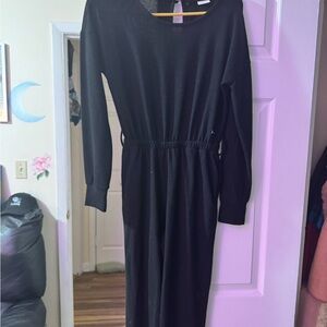 Black Cuffed Sleeve Bateau Neck Jumpsuit